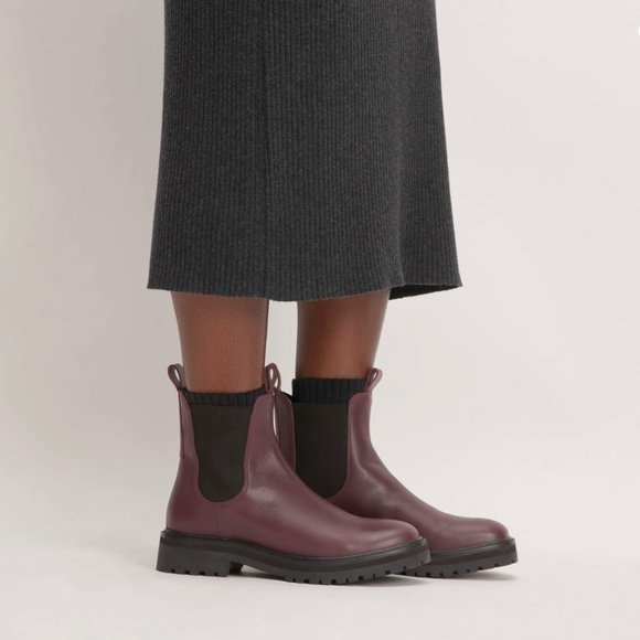 Everlane The Lug Chelsea Boot Leather Bordeaux Purple 5.5 36 - Picture 6 of 10